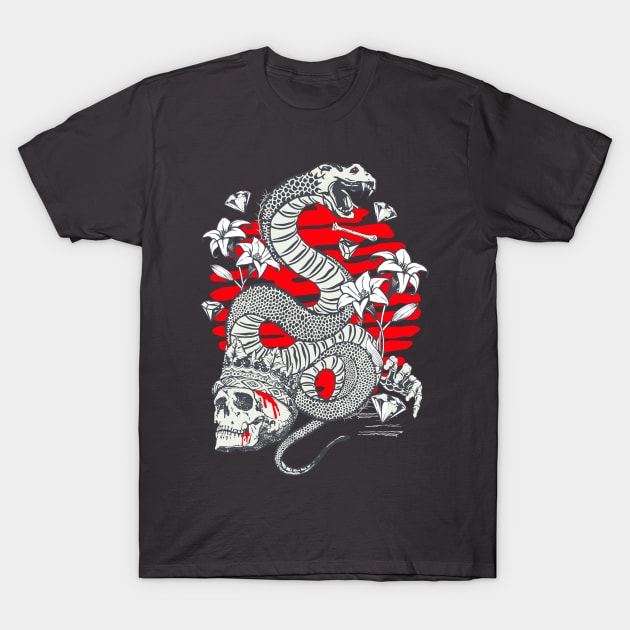 Snake Flowers Diamonds and a Skull T-Shirt by DetourShirts